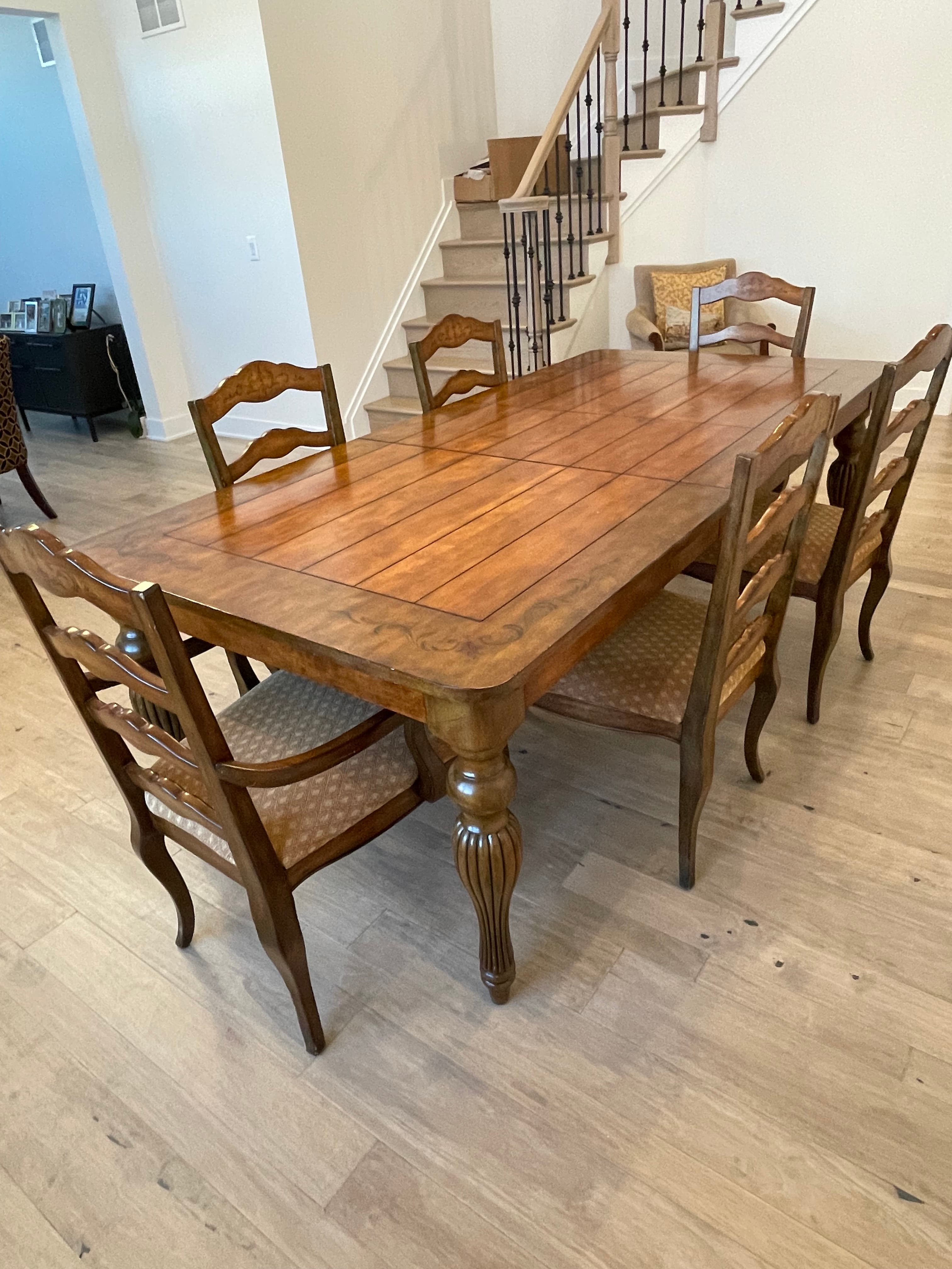 Dinning room table with 6 chairs and two leafs. $450