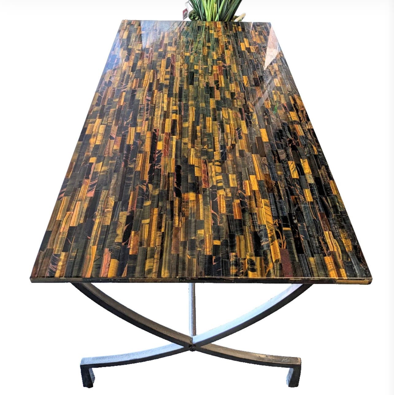 Rare Tri-Color Tiger's Eye Slab Cocktail Table at Bliss Crystals - Make Offer!