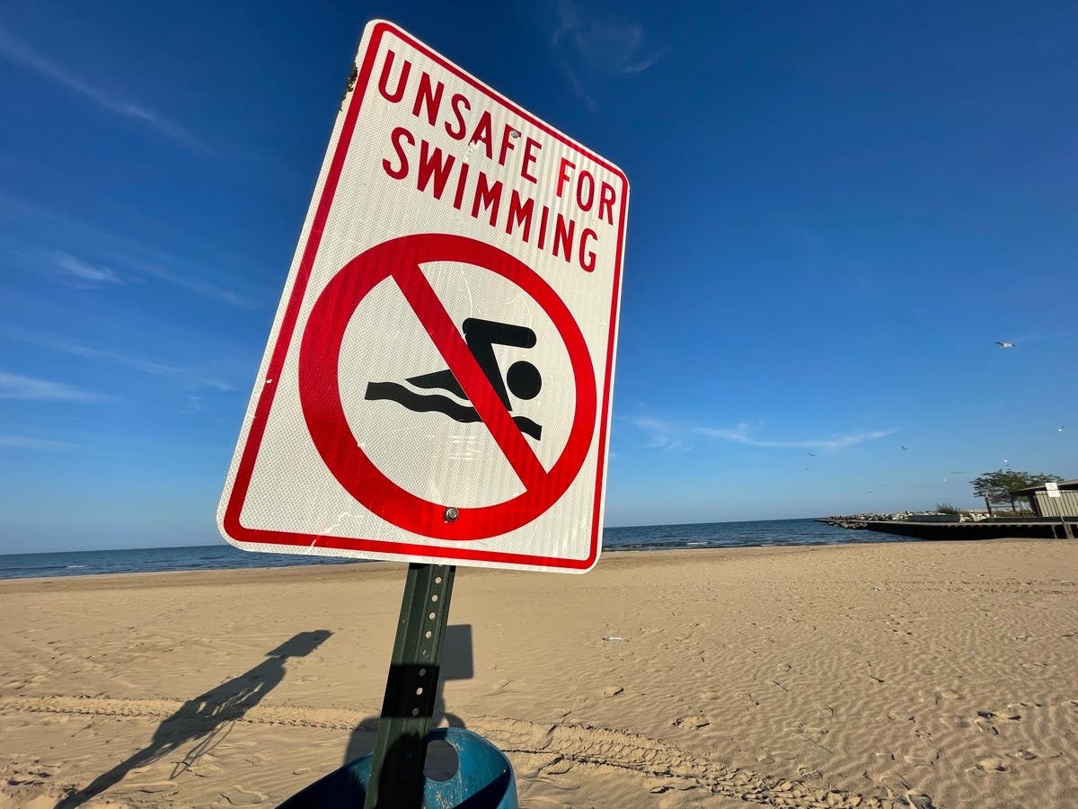 The beach will remain closed to swimming until testing confirms acceptable bacteria levels.