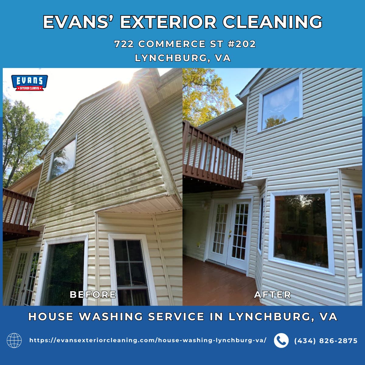 House Washing Service in Lynchburg, VA - Evans' Exterior Cleaning.