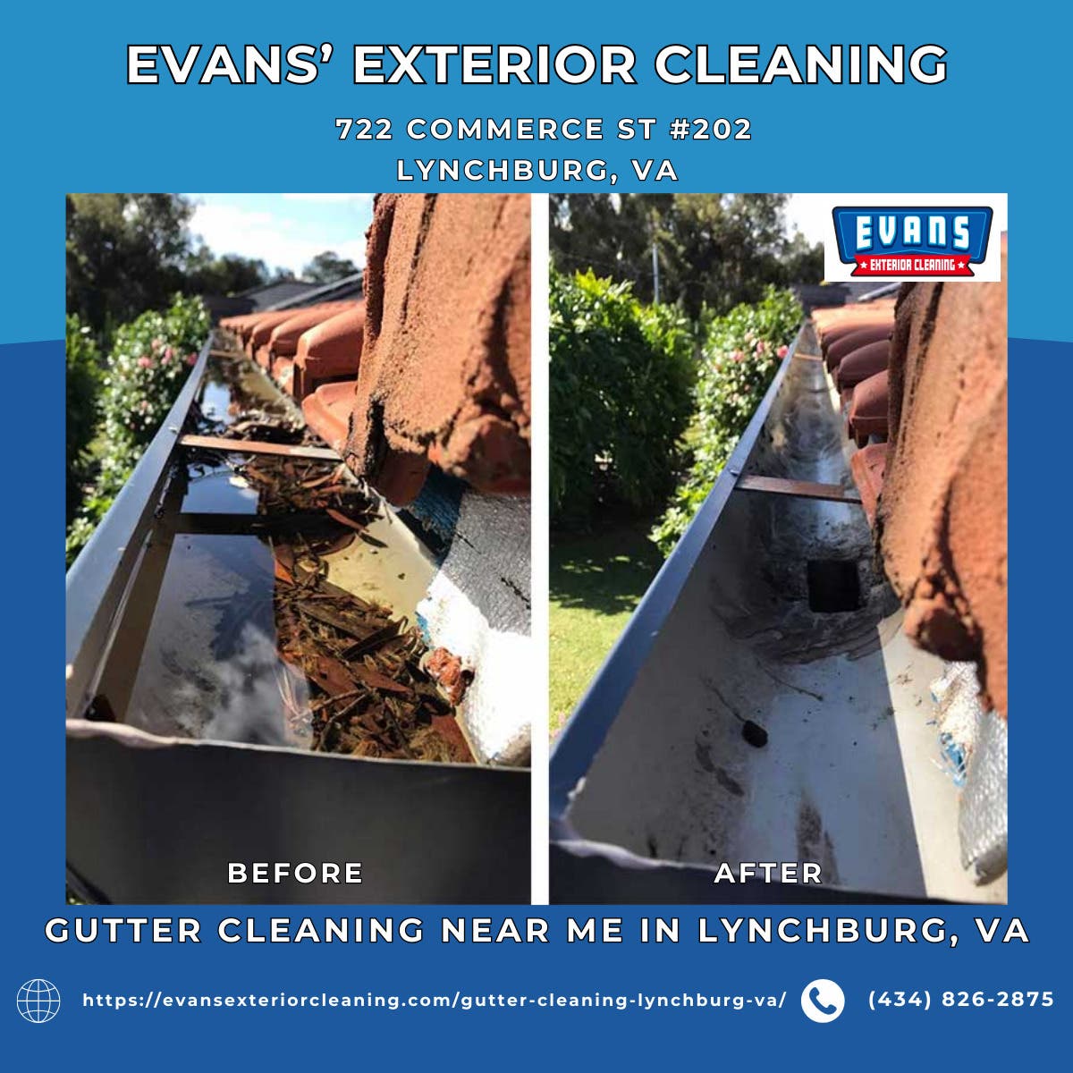 Gutter Cleaning Near Me in Lynchburg, VA - Evans' Exterior Cleaning