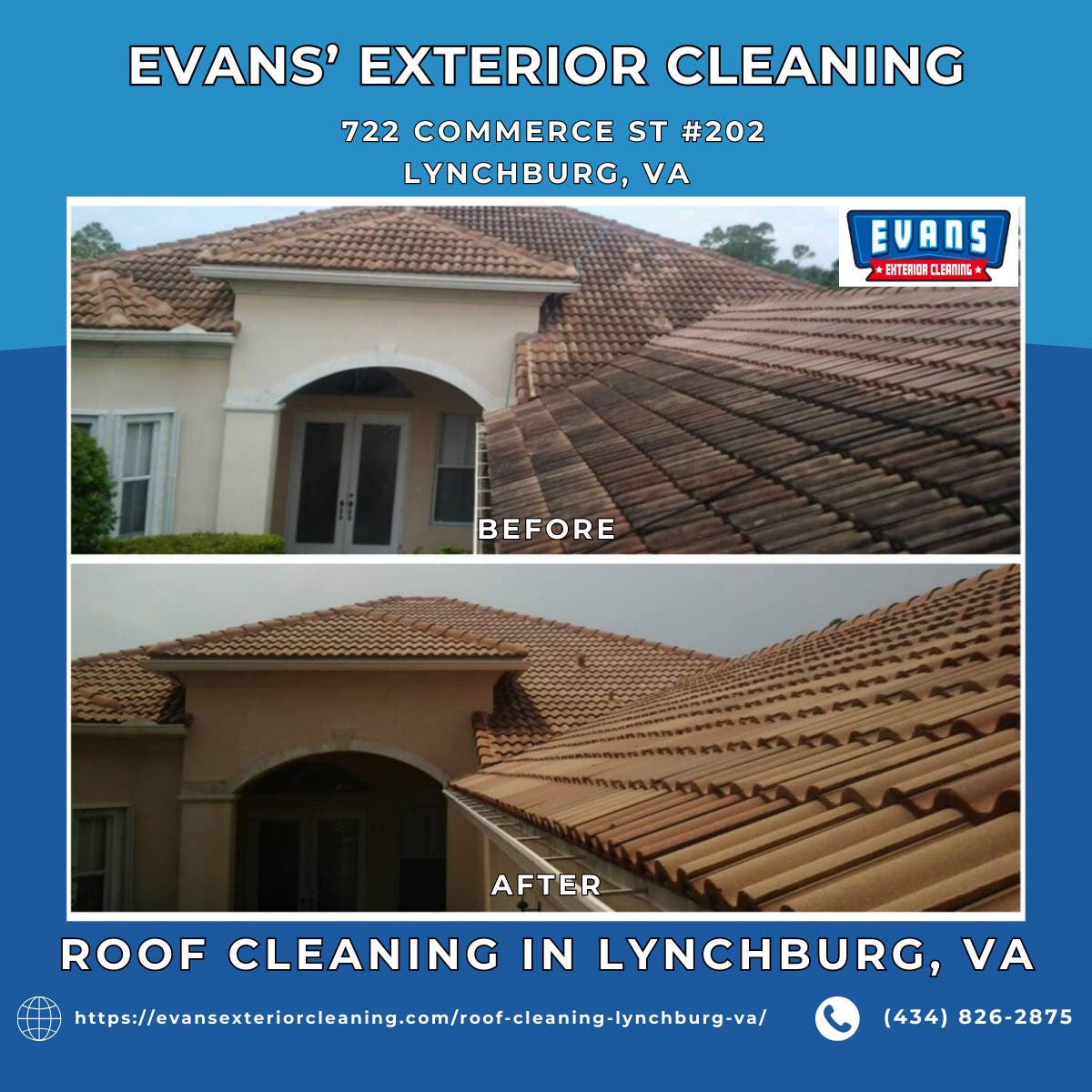 Roof Cleaning in Lynchburg, VA - Evans' Exterior Cleaning