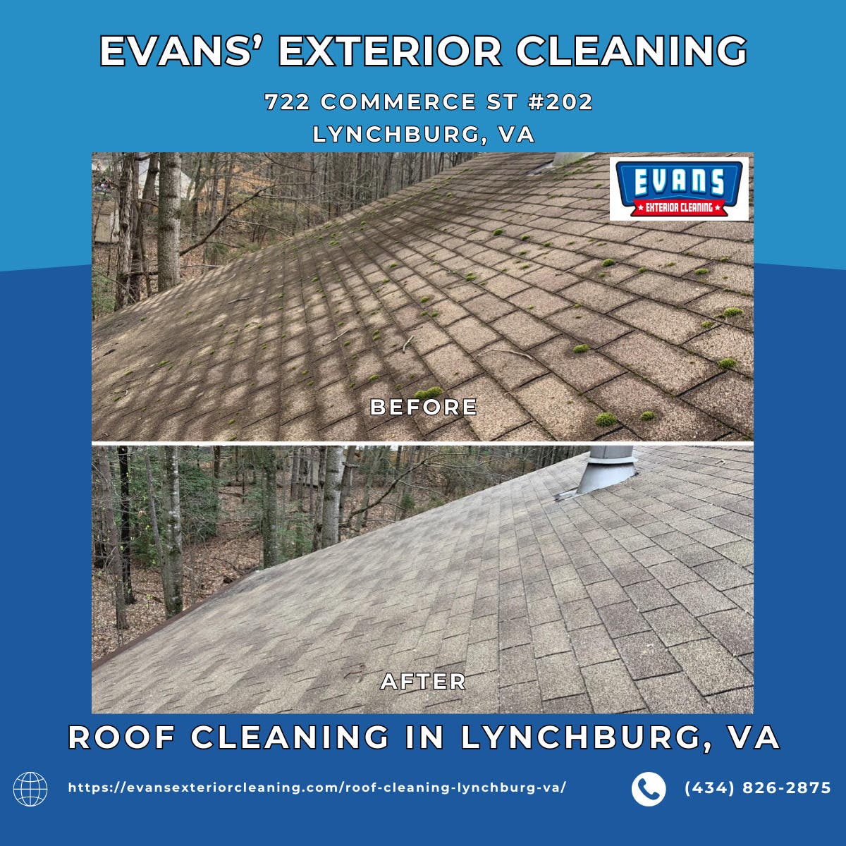 Roof Cleaning in Lynchburg, VA - Evans' Exterior Cleaning