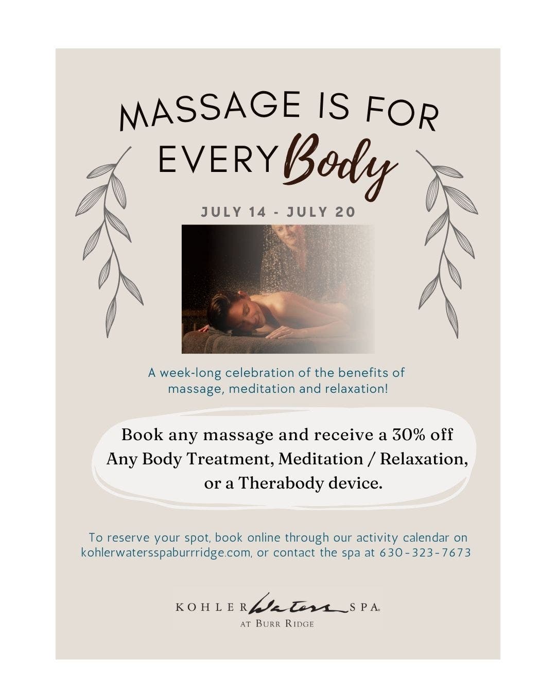 National "Every Body "  Deserves a  Massage Week, July 14-20, 2024 