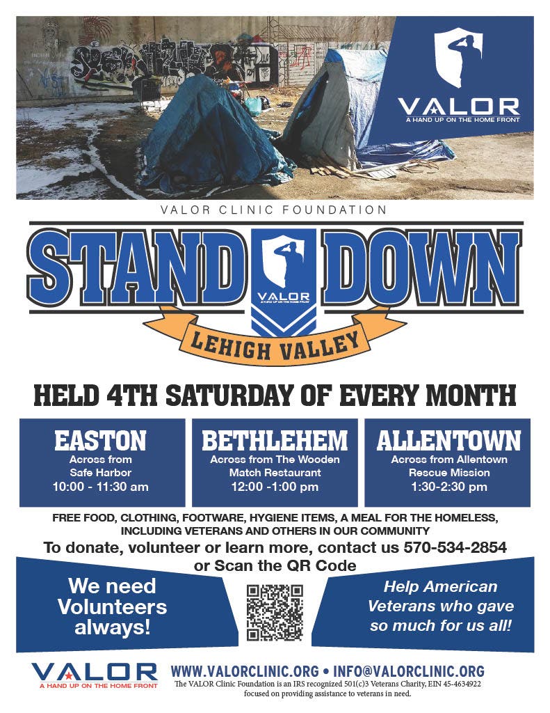 LEHIGH VALLEY STAND DOWN, PA (Easton) - VALOR Clinic Foundation