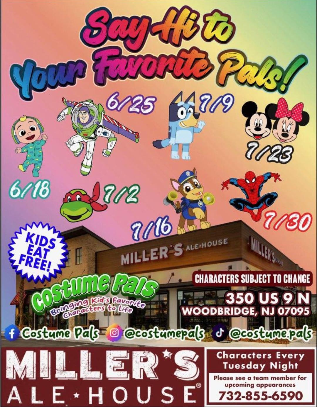 Kids Night with "Costume Pals" Miller's Ale House Woodbridge 