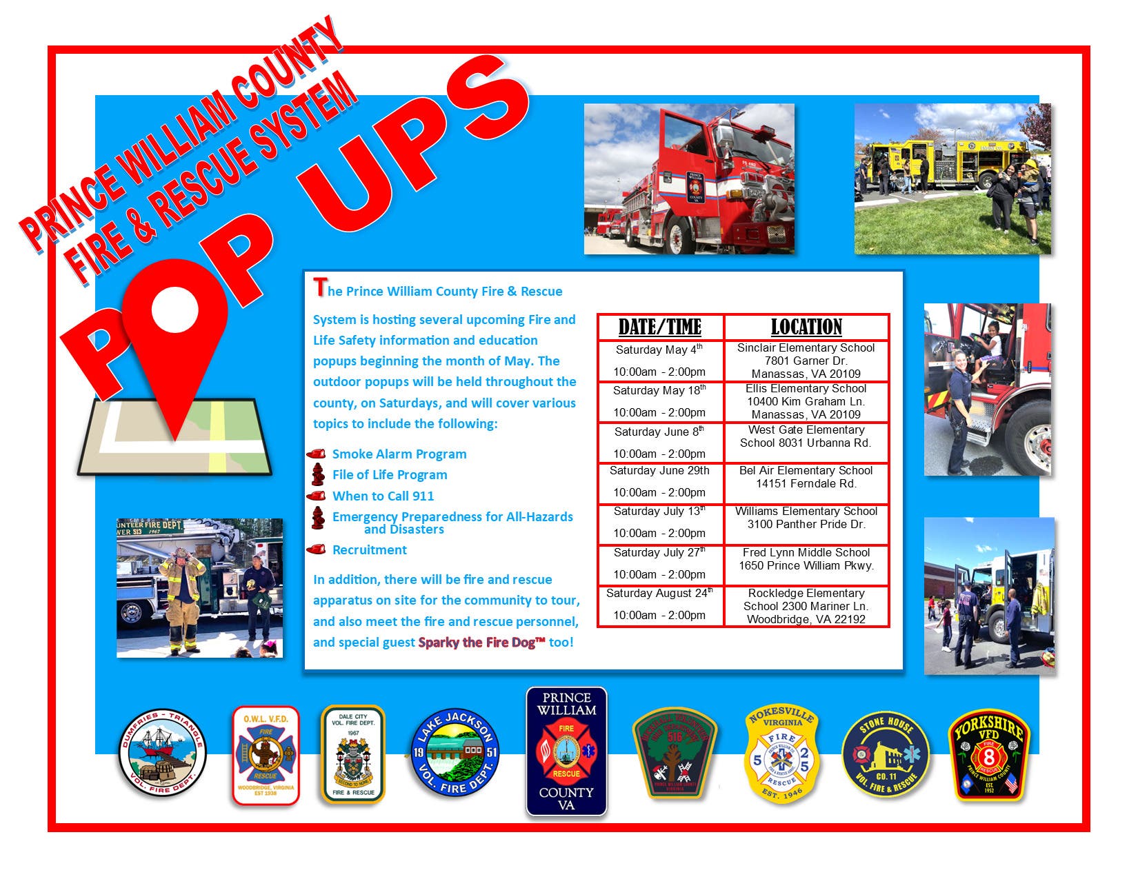 PWCFRS Fire & Life Safety Information & Education PopUps