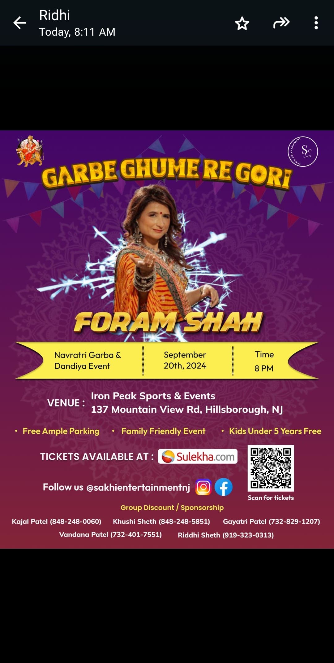 Navratri Garba night with Foram Shah