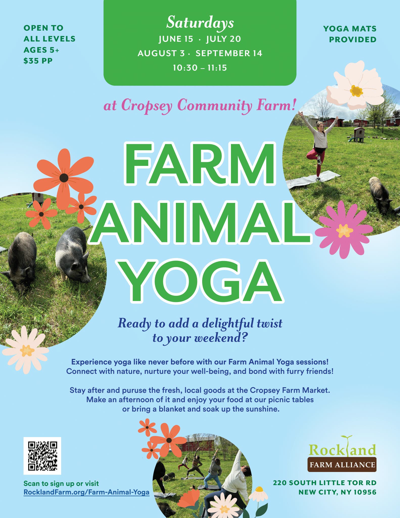 Farm Animal Yoga & Christmas in July Photo Sessions at Cropsey Community Farm