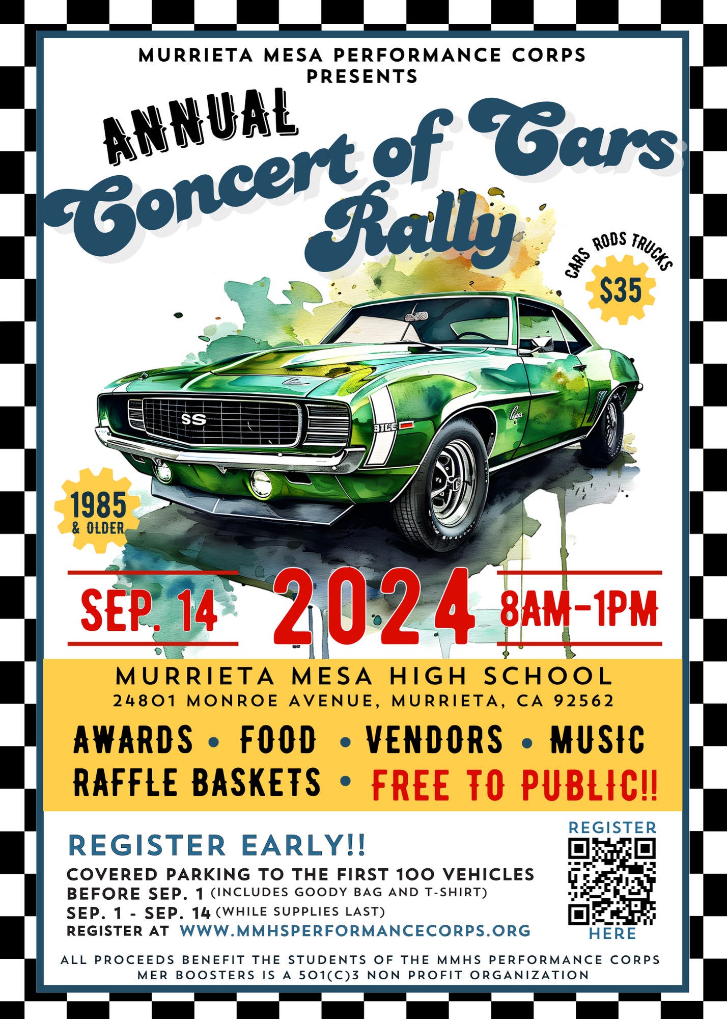 Murrieta Mesa Performance Corps presents Concert of Cars Rally