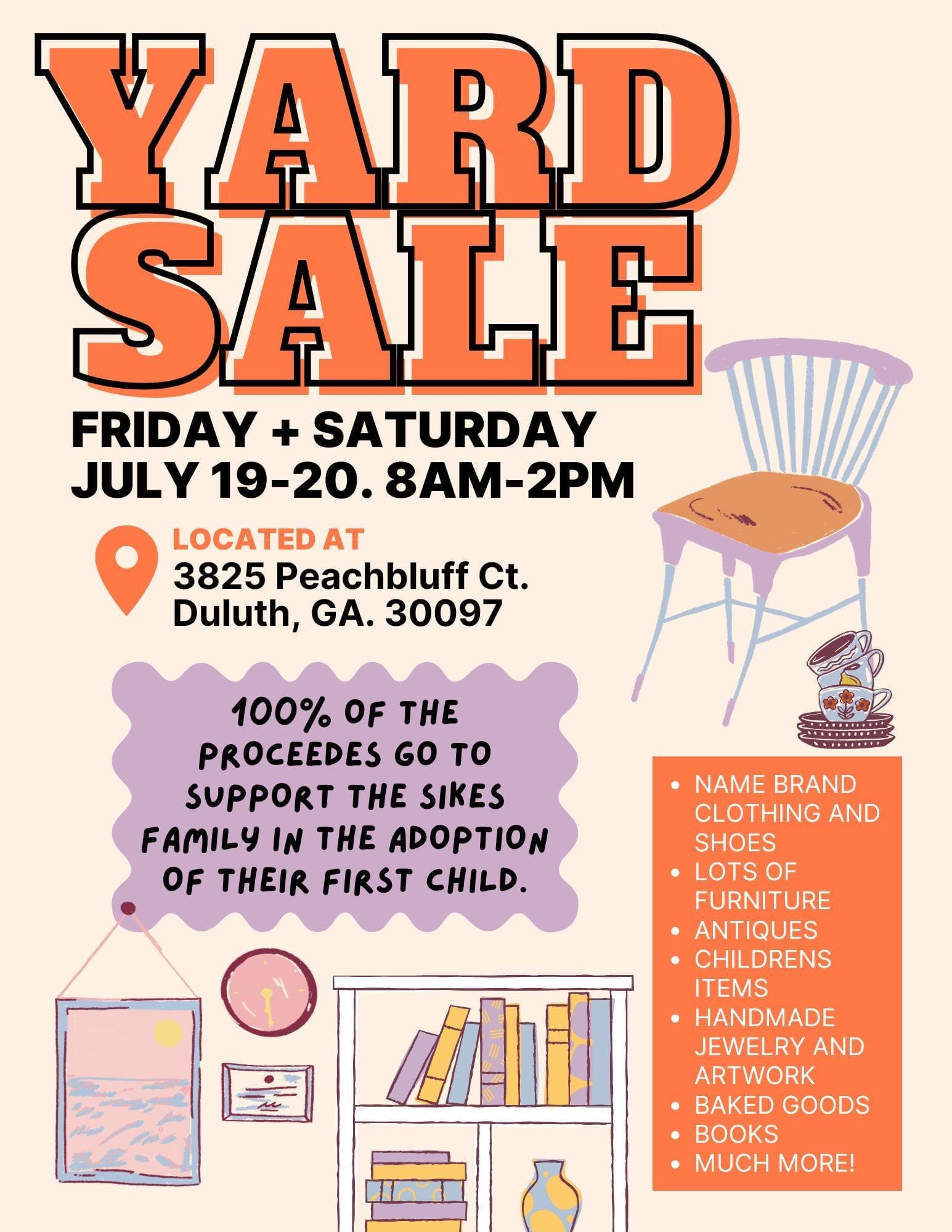 Rain or Shine - we have tents! LARGE Garage Sale - Duluth, Peachtree Bluff Subdivision 7/19-20