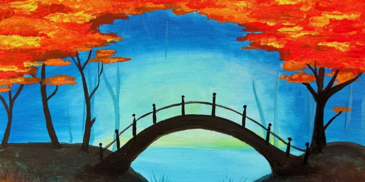 A Bridge in Autumn Paint and Sip