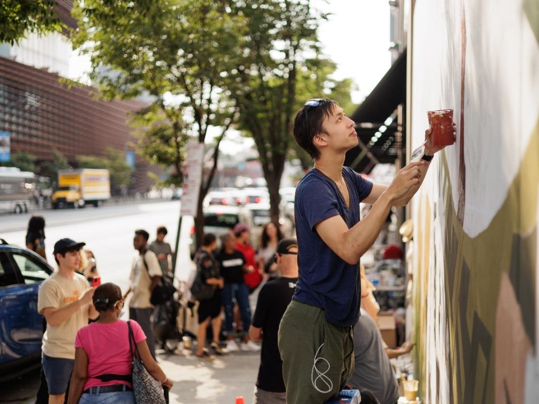 Local nonprofits Brooklyn Org and Groundswell have teamed up to create a 500-square-foot mural on the Atlantic Terminal Mall.