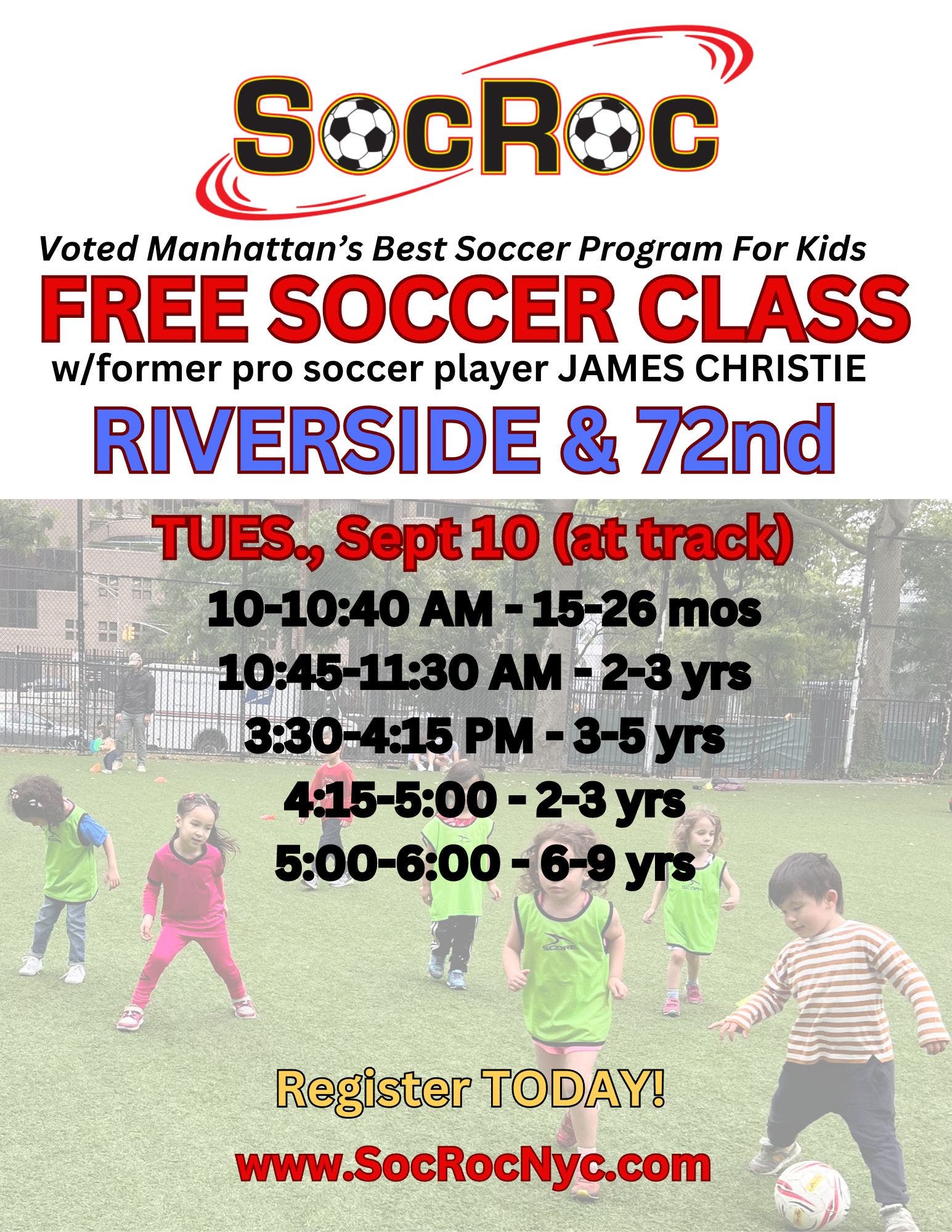 FREE SOCCER CLASS For Kids 15 months - 9 years