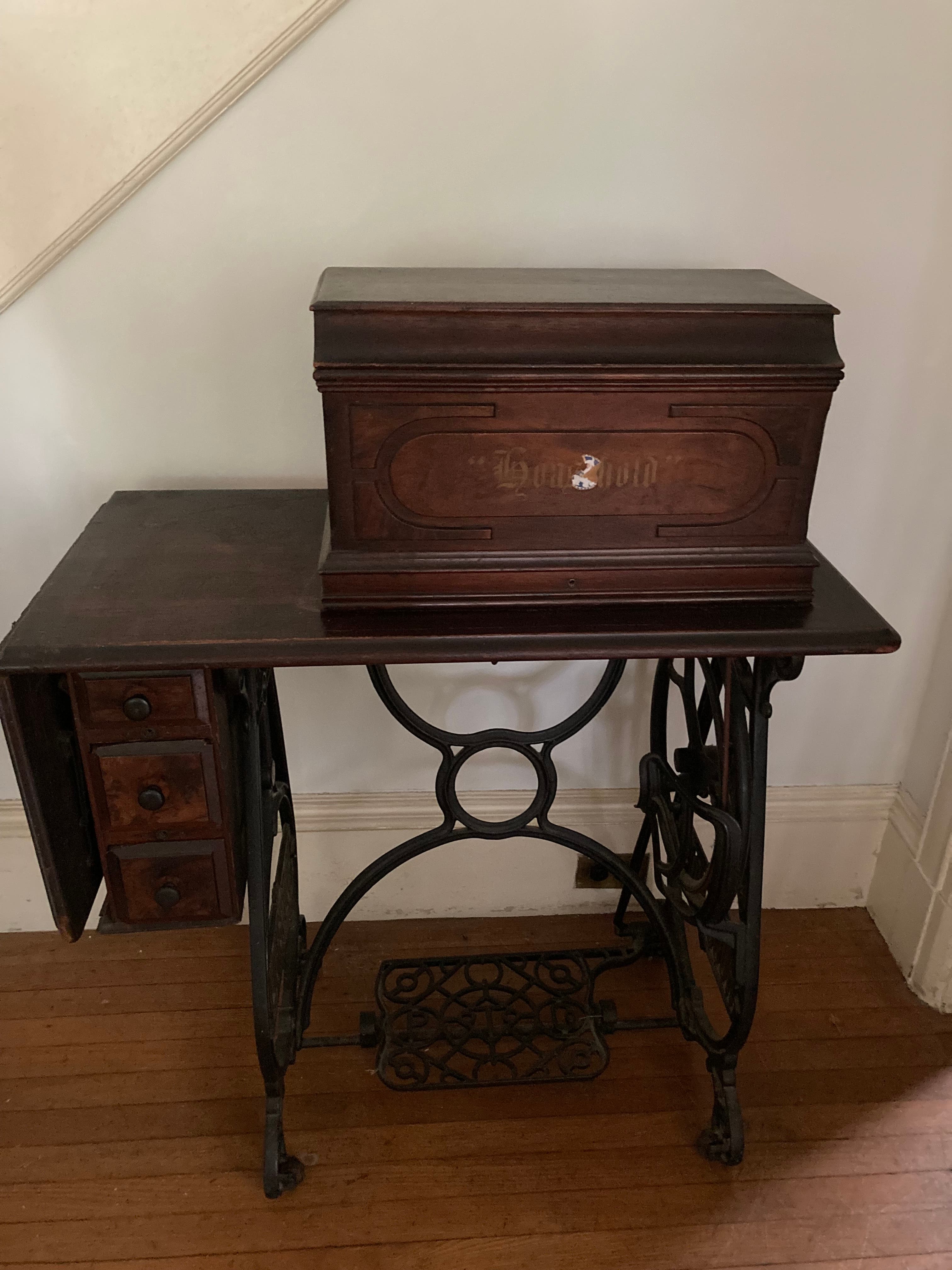 Antique sewing machine and table - free