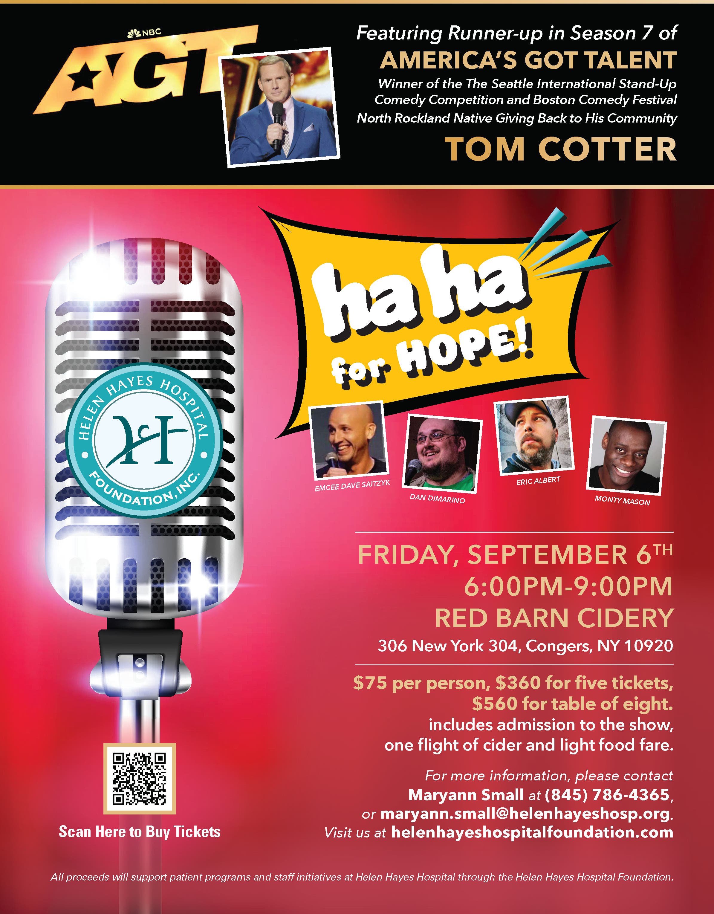 Haha for Hope, Comedy Fundraiser for Helen Hayes Hospital Foundation 