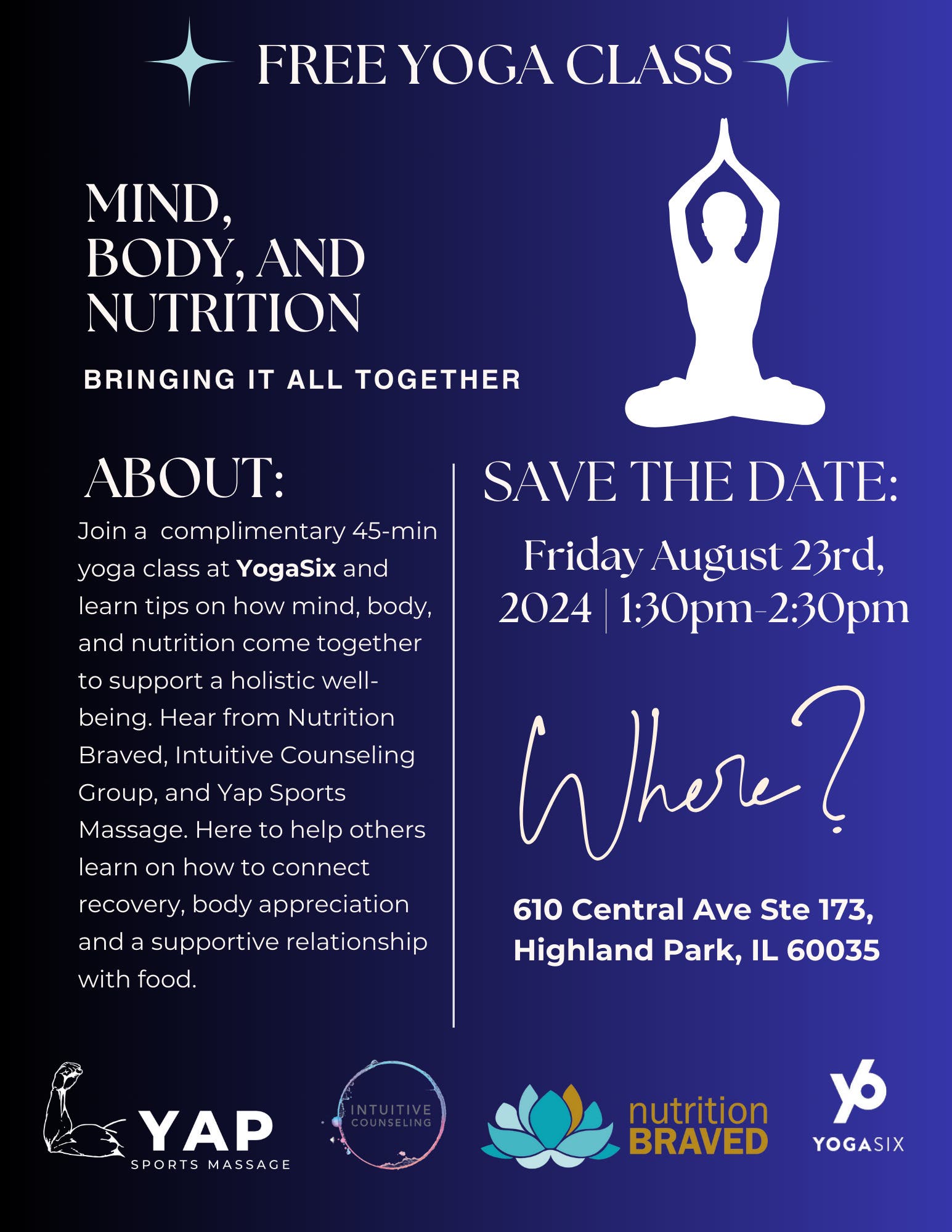 Mind, Body, and Nutrition Free Yoga Event