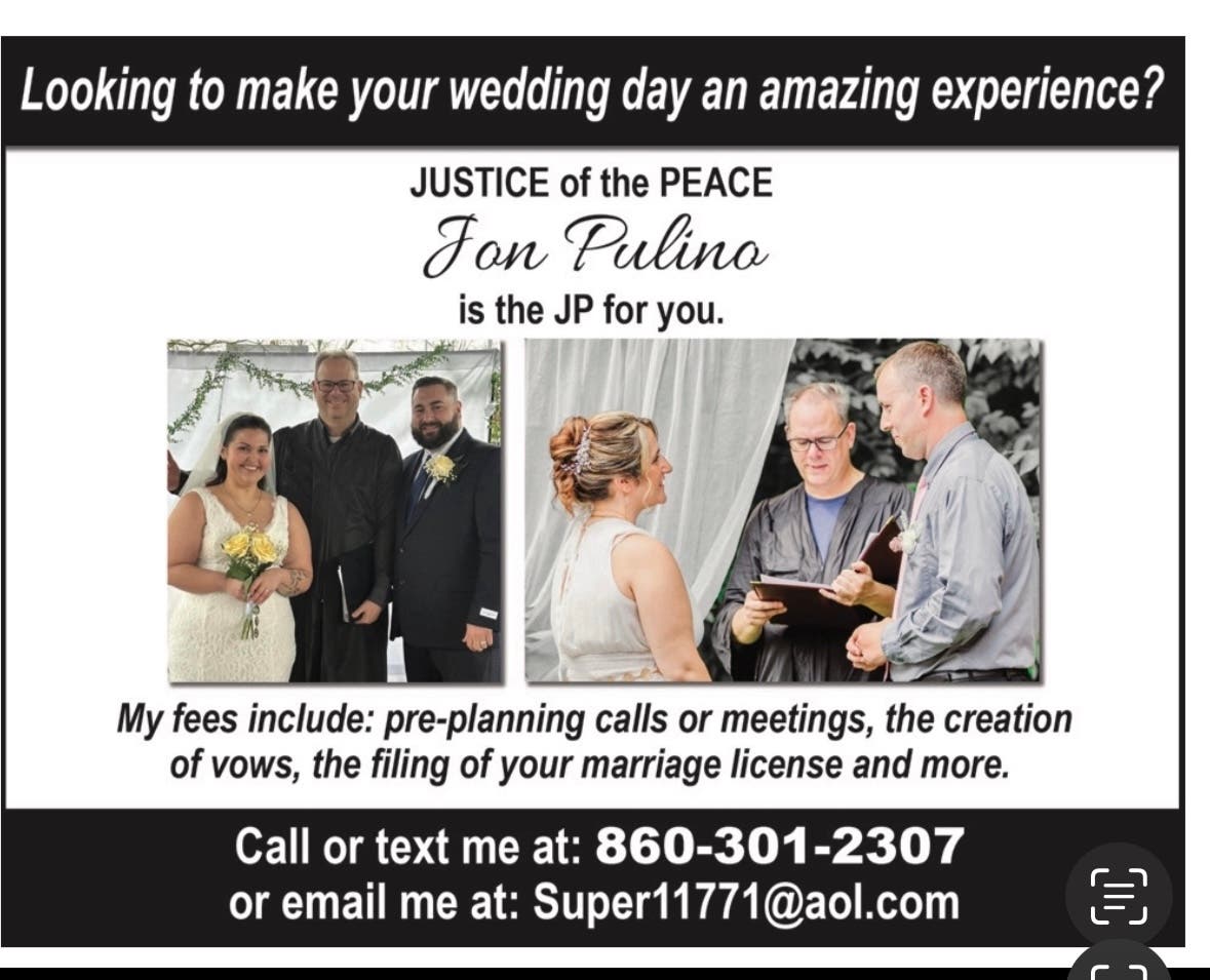 Getting Married? Justice of the Peace 860-301-2307