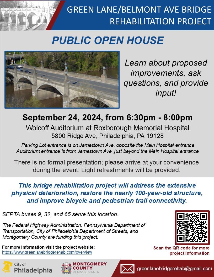 Public Open House - Green Lane/Belmont Ave Bridge Rehab Project