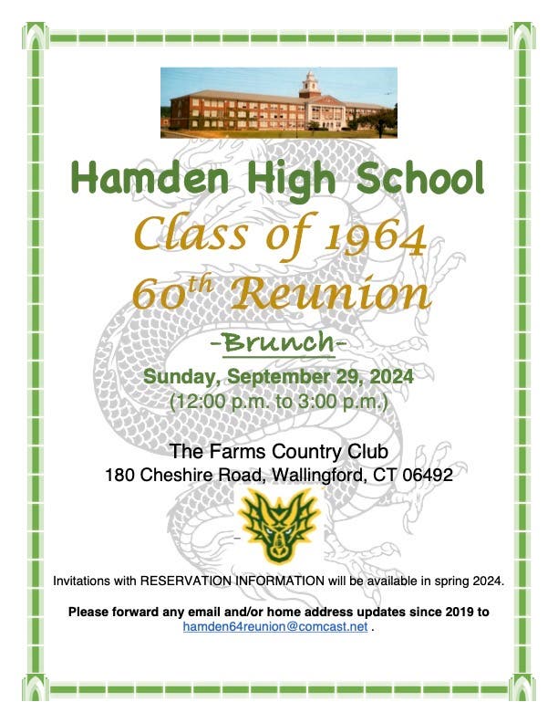 Hamden High School Class of 1964 60th Reunion