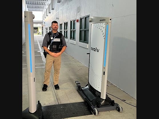 LRHS Guardian Dan Bench at metal detector