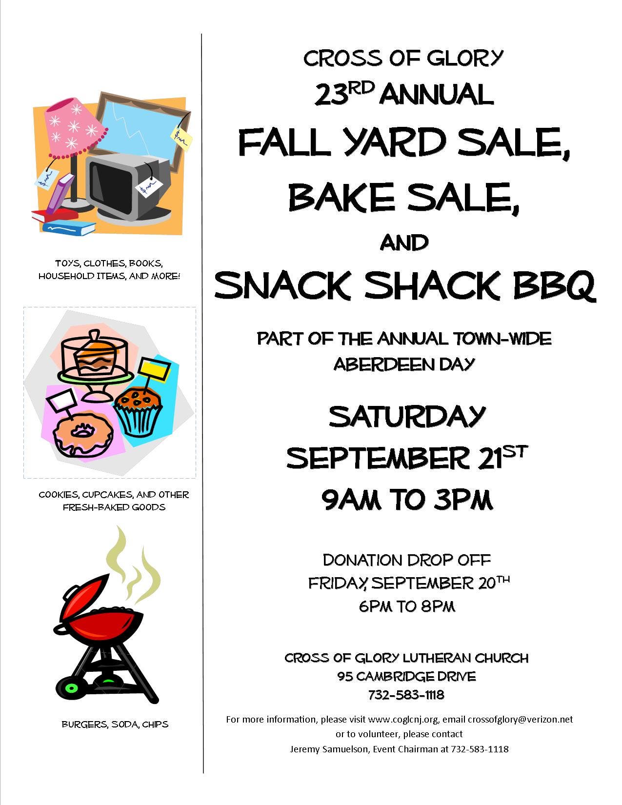 Cross of Glory's Annual Fall Yard Sale, Bake Sale, & Snack Shack BBQ