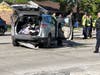 Oak Lawn and Burbank police investigate the scene of a 3-vehicle crash Sunday afternoon near 87th Street and Melvina Avenue. 