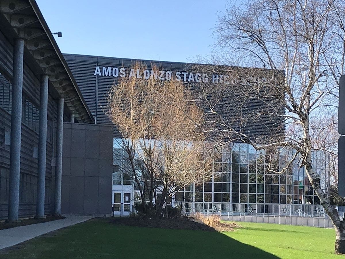 A witness told officers that two people wearing masks set off fireworks in several containers around the football field resulting in serveral small fires, police said. 