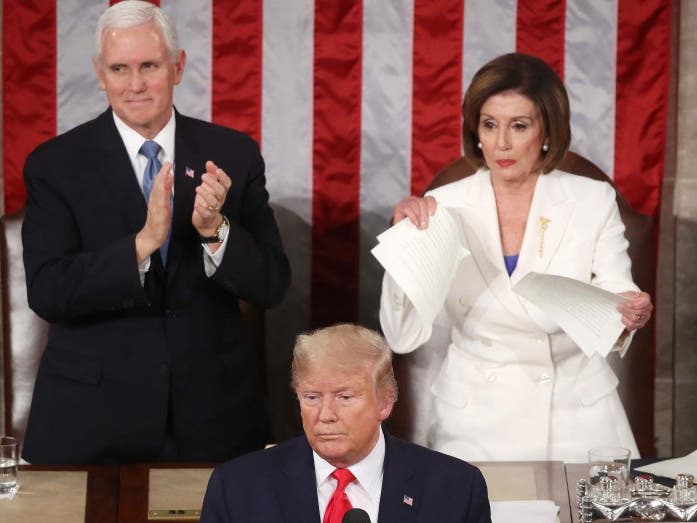 House Speaker Nancy Pelosi rips up her copy of Trump's State of the Union Address