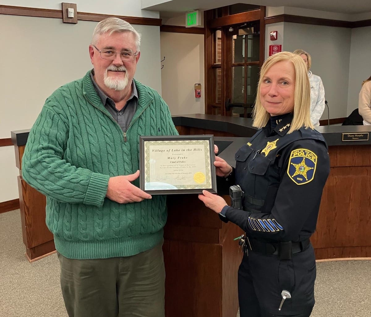 "There are few individuals that have made such an ineffaceable mark in McHenry County law enforcement as Chief Mary Frake, whose retirement marks the culmination of an extraordinary thirty-year career," officials in Lake in the Hills said in a statement. 