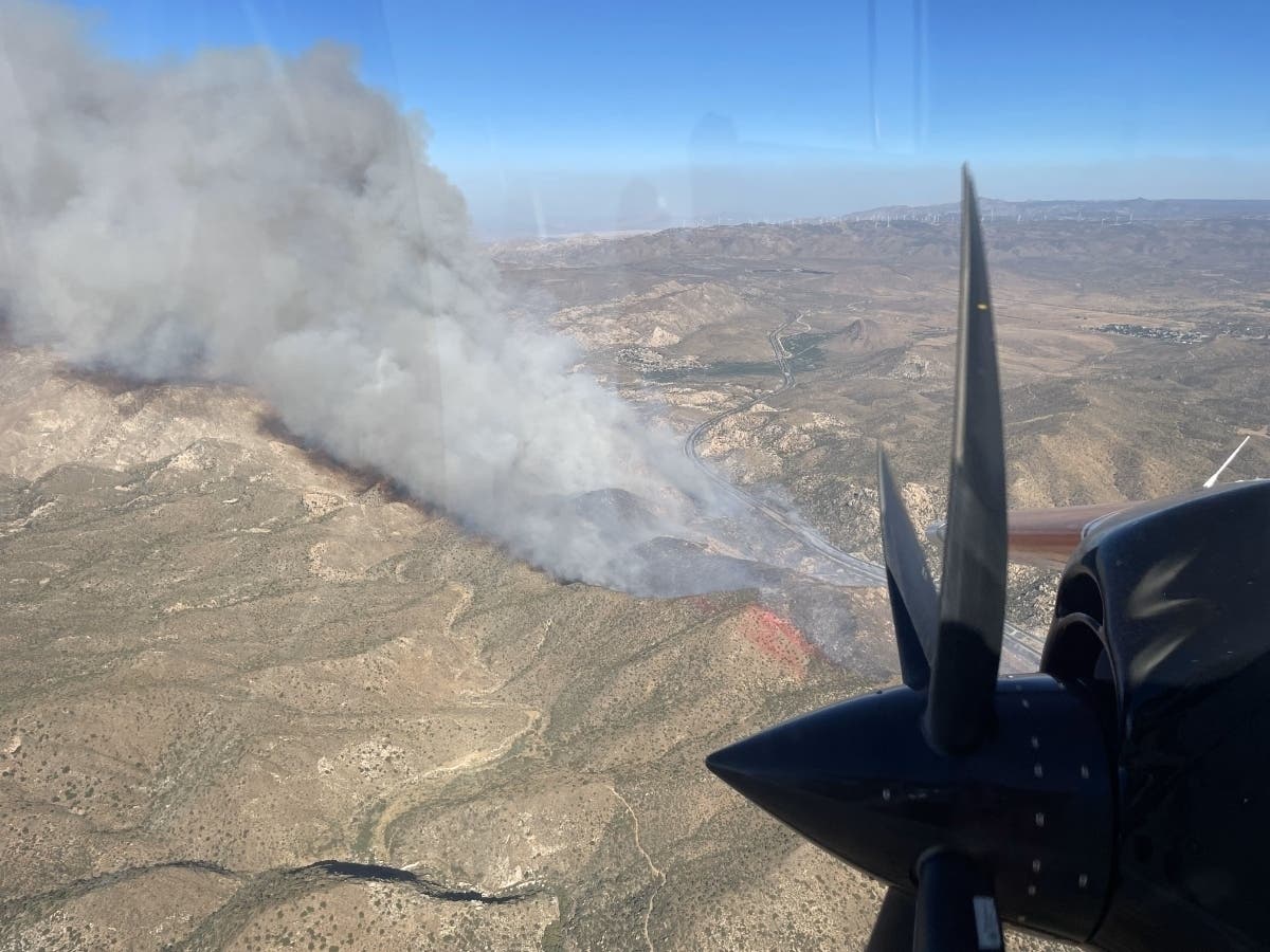 The McCain Fire sparked Tuesday afternoon on westbound Interstate 8 at McCain Valley Road, near Boulevard, according to Cal Fire. 