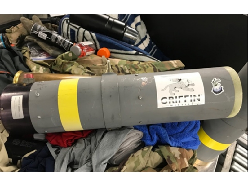 A missile launcher was found in a traveler's luggage at Baltimore/Washington International Thurgood Marshall Airport July 29, the TSA reported.