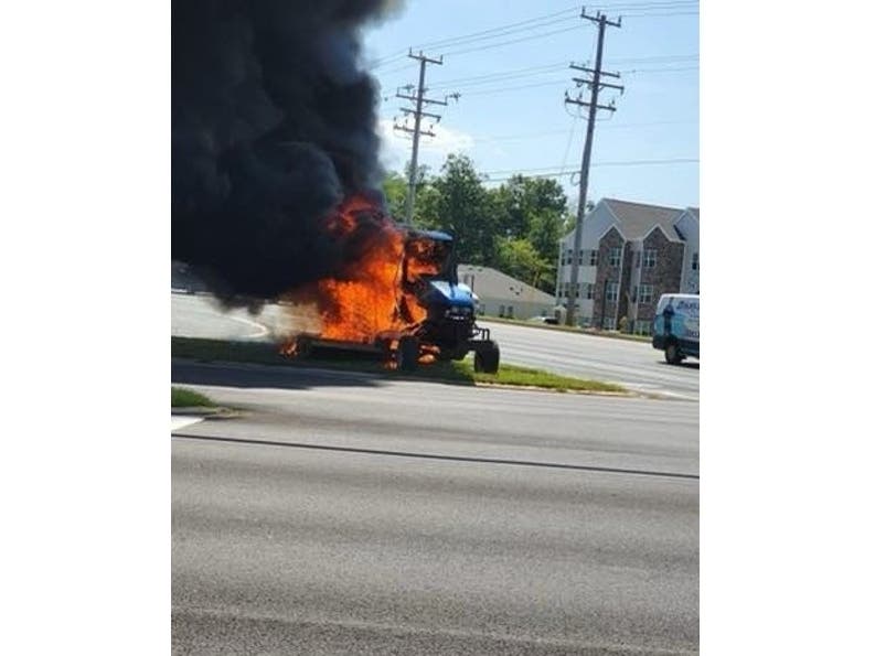 Tractor Engulfed In Flames On Route 543: Bel Air Volunteer Fire Co.