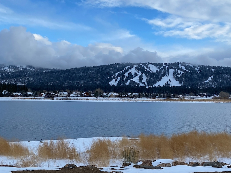 Snow blankets Snow Summit and Bear Mountain in Big Bear.