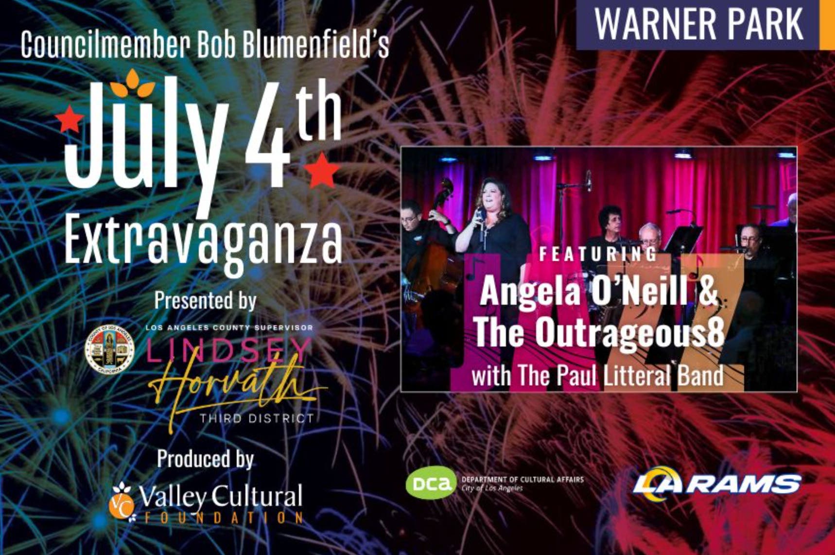 Bob Blumenfield’s July 4th Extravaganza & Fireworks 2024: Warner Park, Woodland Hills