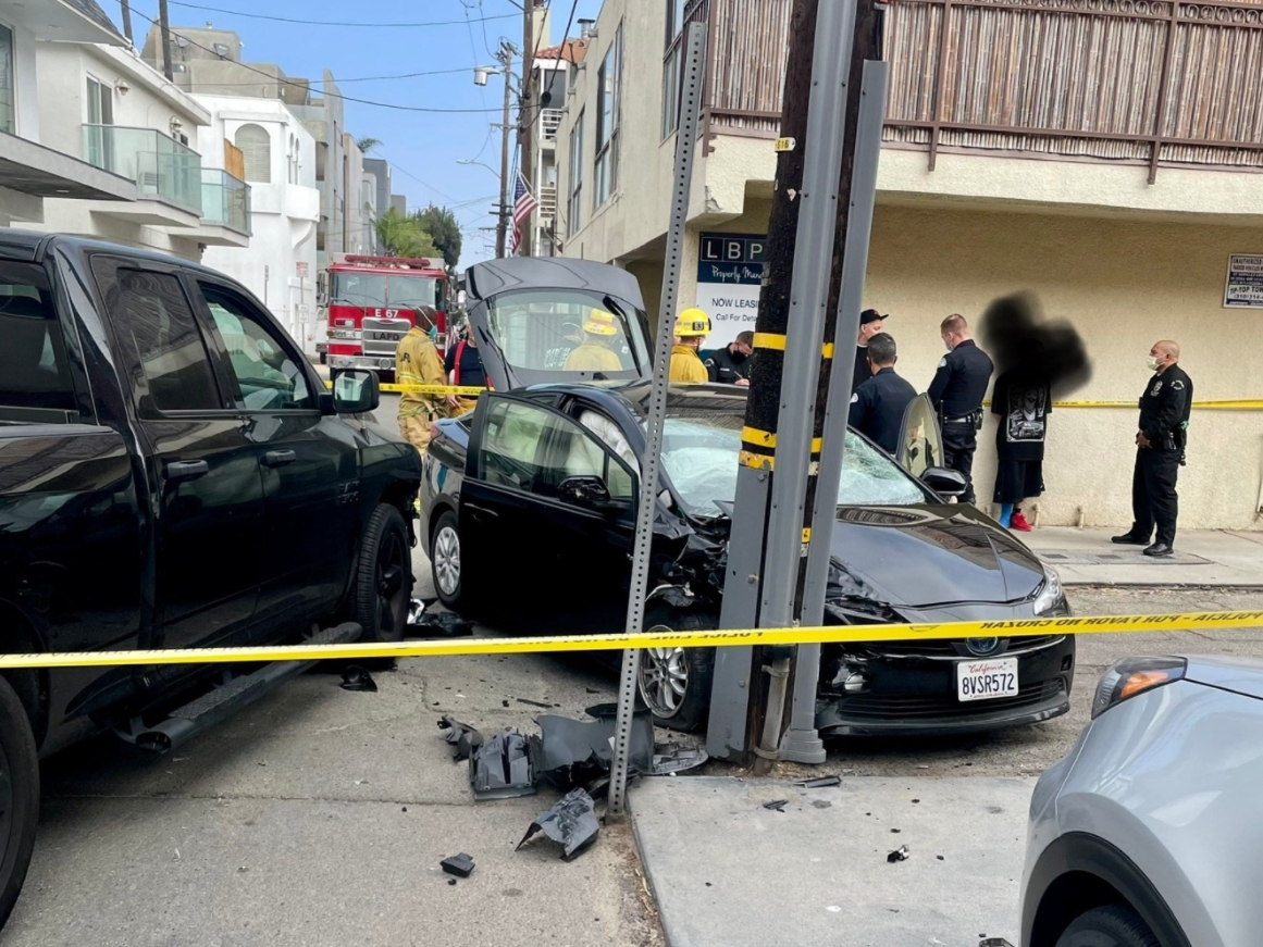 A driver crashed into two people, injuring them in Venice Friday, police said. 