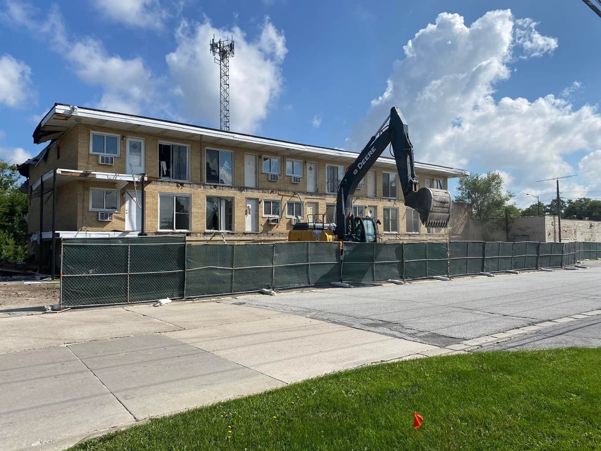 An apartment building at 157th and Cicero Avenue was town down Monday. 