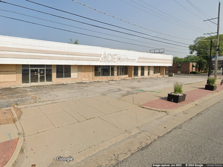 Ace Hardware, 15541 S. Cicero Ave. in Oak Forest, was demolished Tuesday morning. 