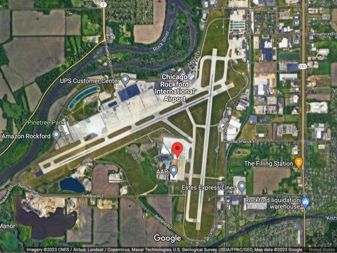 Authorities responded Tuesday to an address behind the Rockford airport.