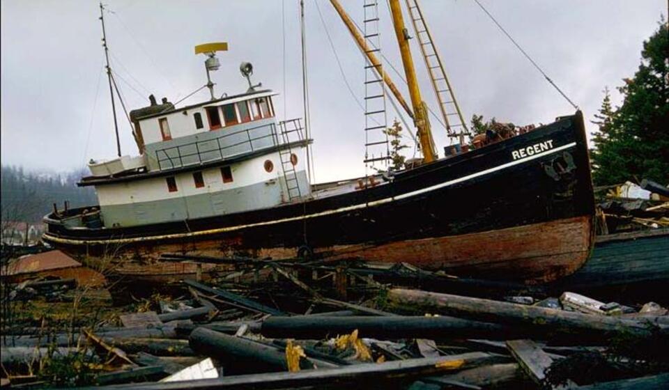 Alaska 1964 earthquake and tsunami damage