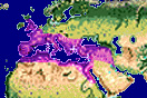 
[image ALT: a map of the Old World showing the Roman Empire in purple]
			