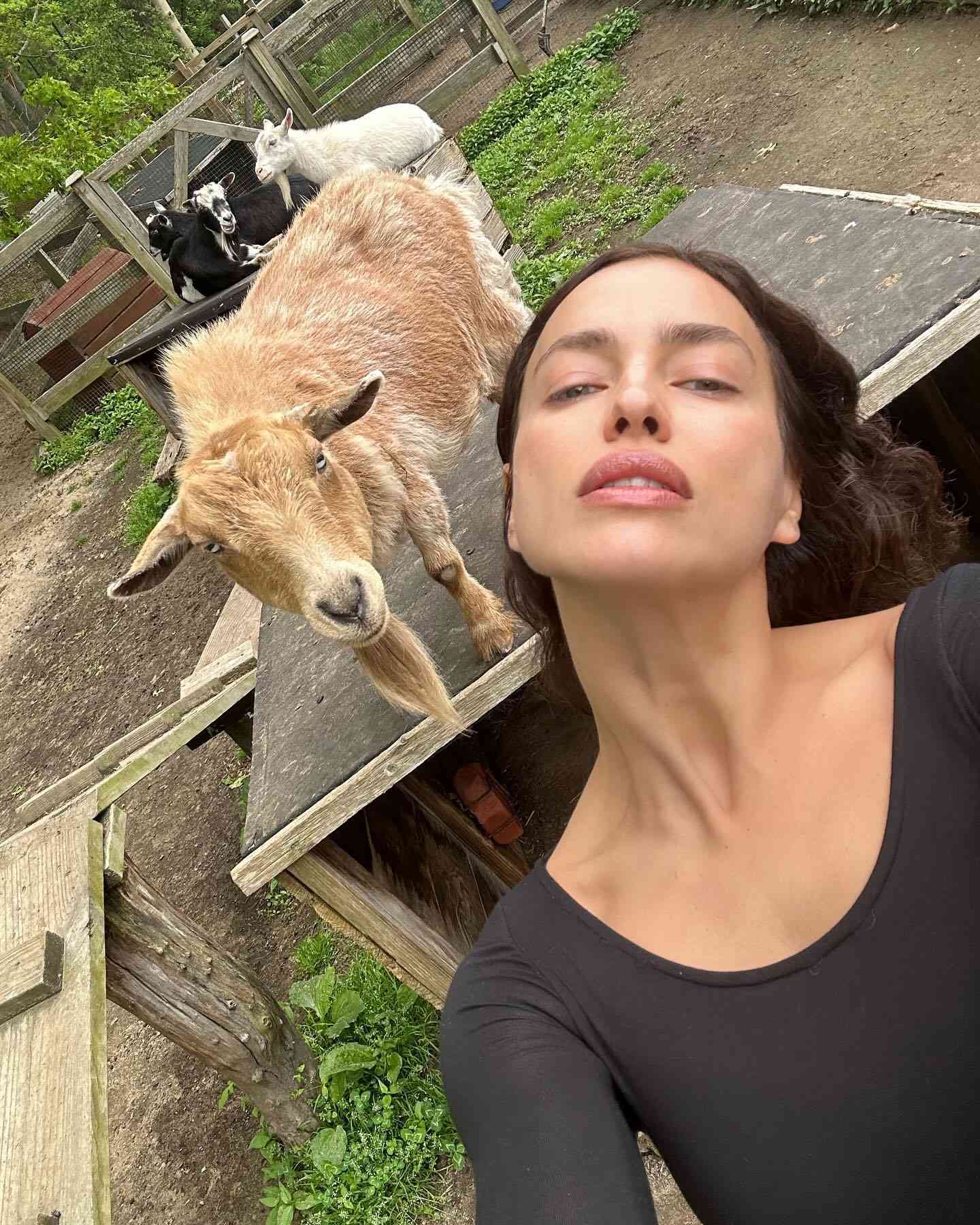 Irina Shayk and a goat