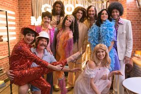 Good Morning America Halloween Robin Roberts (Donna Summer) and Michael Strahan (The Bee Gees) boogied with Lara Spencer (Liza Minnelli), Ginger Zee (Olivia Newton-John) Amy Robach (Cher), Sara Haines (Sonny), Sam Champion (The Village People), Whit Johnson and Gio Benitez (The Bee Gees)