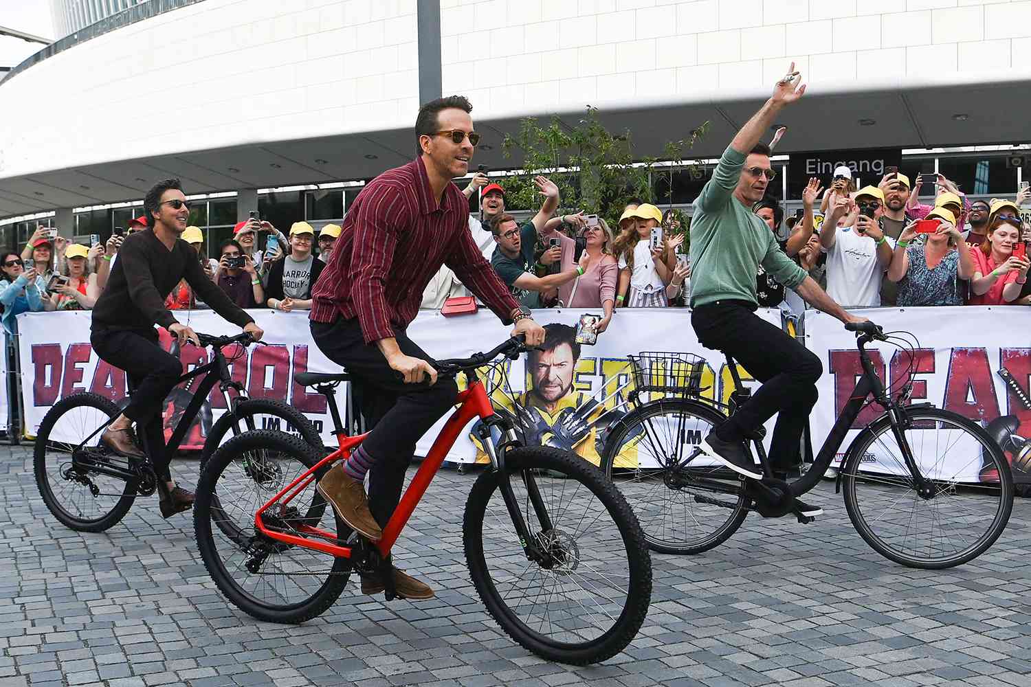 Shawn Levy, Ryan Reynolds and Hugh Jackman berlin 07 07 24