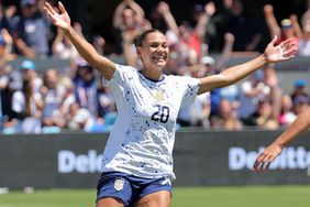 Trinity Rodman #20 of USA celebrating her goal during an international friendly game between Wales and USWNT