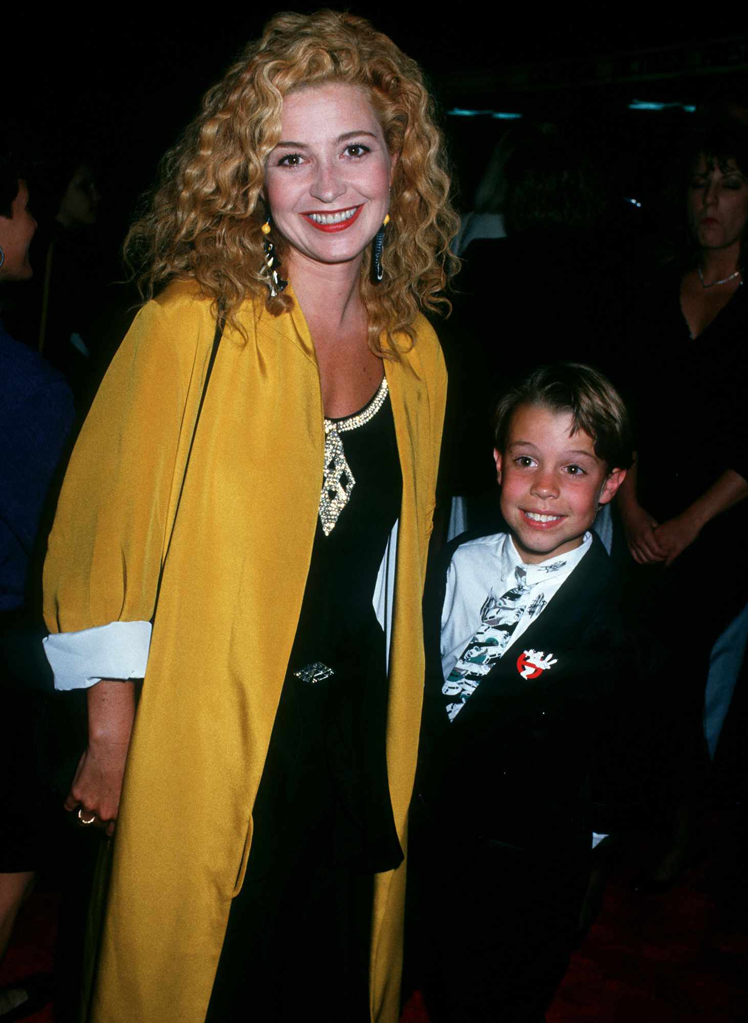 Annie Potts and son Clay attend the premiere of 'Ghostbusters II' on June 15, 1989.