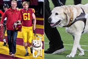 USC Trojans long snapper Jake Olson (61) takes the field before the NCAA Football game; Long snapper Jake Olson (61) of the USC Trojans arrives for the game against the Arizona Wildcats 