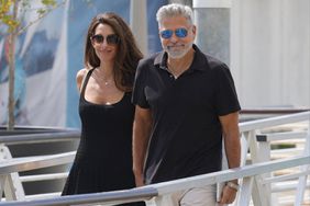 George Clooney and Amal Clooney as they depart after a brief stop at the Venice Film Festival 2023