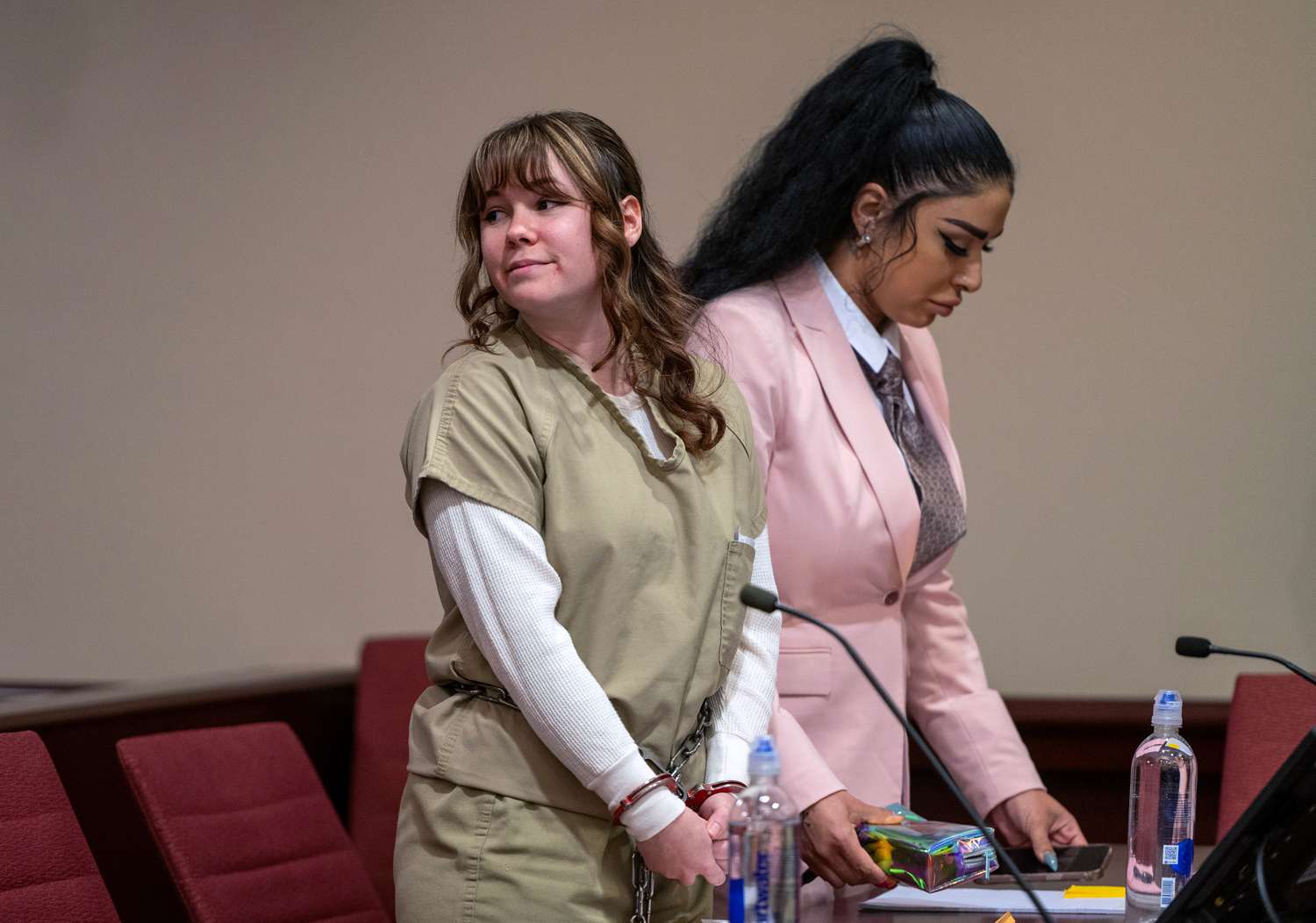 Hannah Gutierrez Reed and paralegal Carmella Sisneros in court April 15