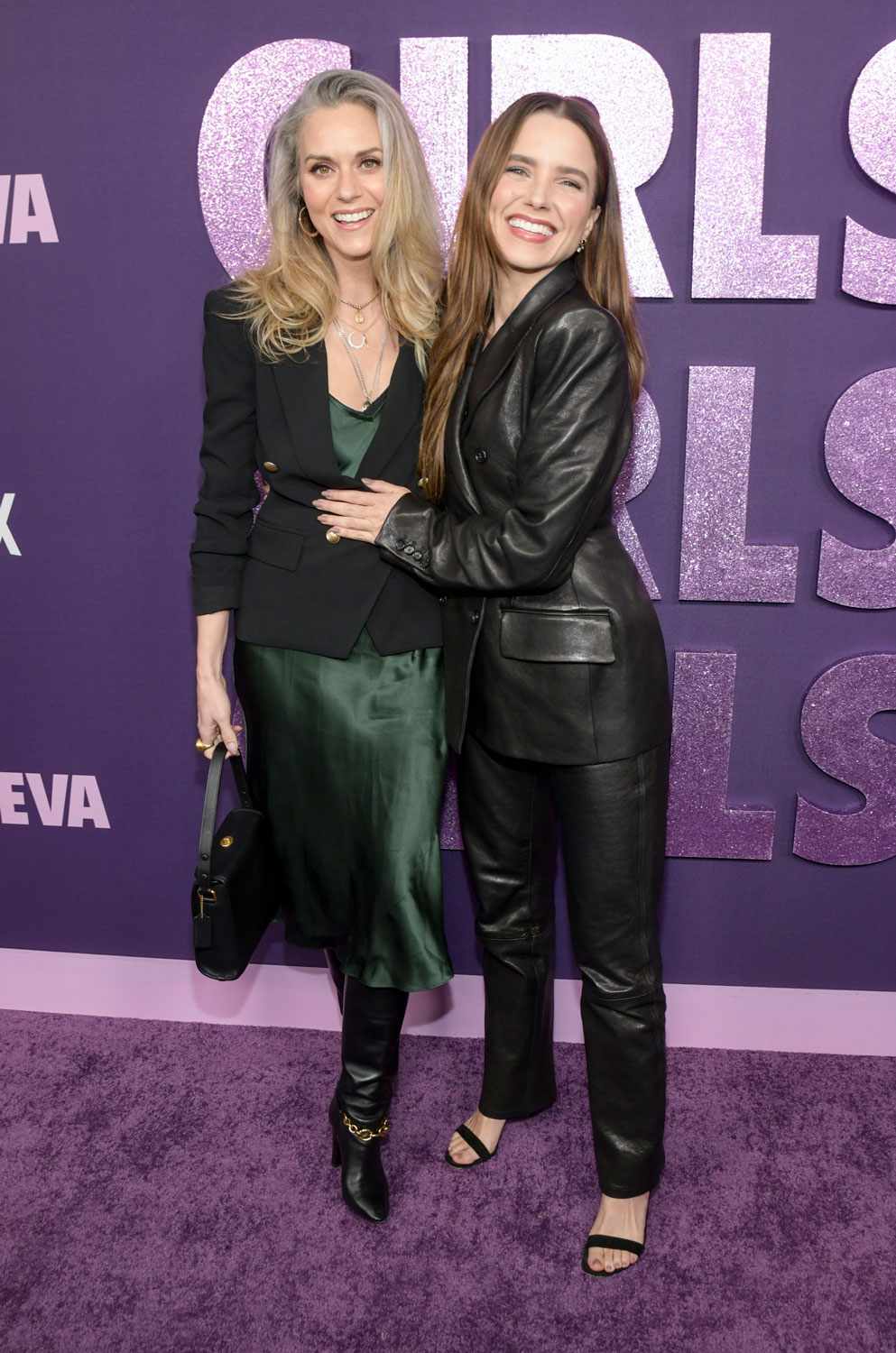 Hilarie Burton Morgan and Sophia Bush at the premiere of Netflix' "Girls5eva" held at The Paris Theater on March 7, 2024 in New York City. 